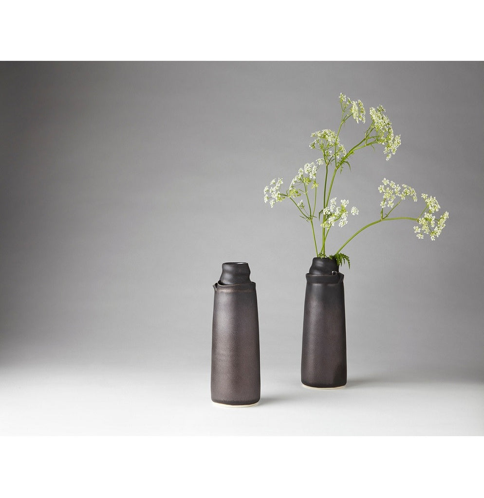 Black decorative flower vase