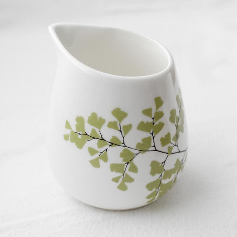 White milk jug with fern print