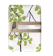 White cotton table runner with fern print 