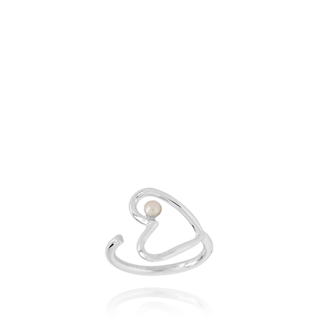 Heart silver ring with freshwater pearl