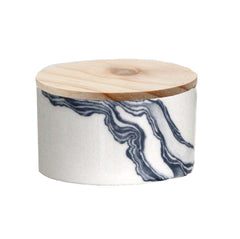 White storage jar with blue Mineral print