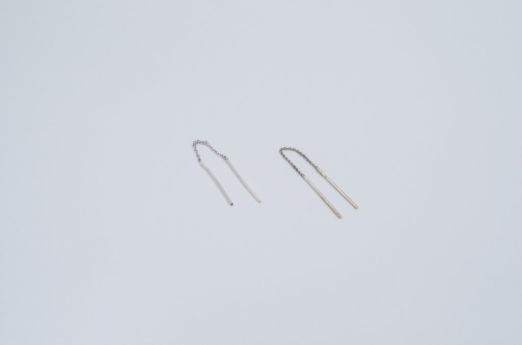 Mel - Olivia Silver Chain Chopsticks Earrings
