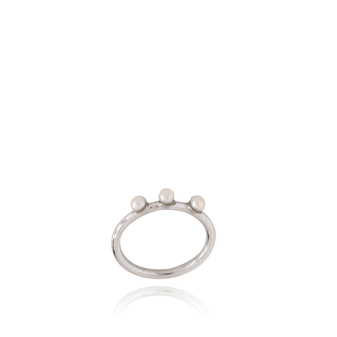 Mel - Olivia 3 Pearl Silver Ring