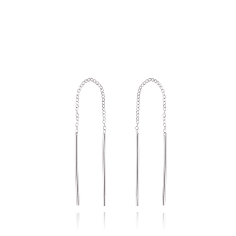 Mel - Olivia Silver Chain Chopsticks Earrings